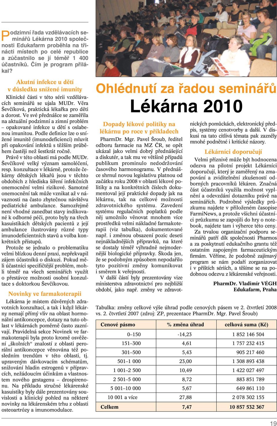Ve své pfiedná ce se zamûfiila na aktuální podzimní a zimní problém opakované infekce u dûtí s oslabenou imunitou.