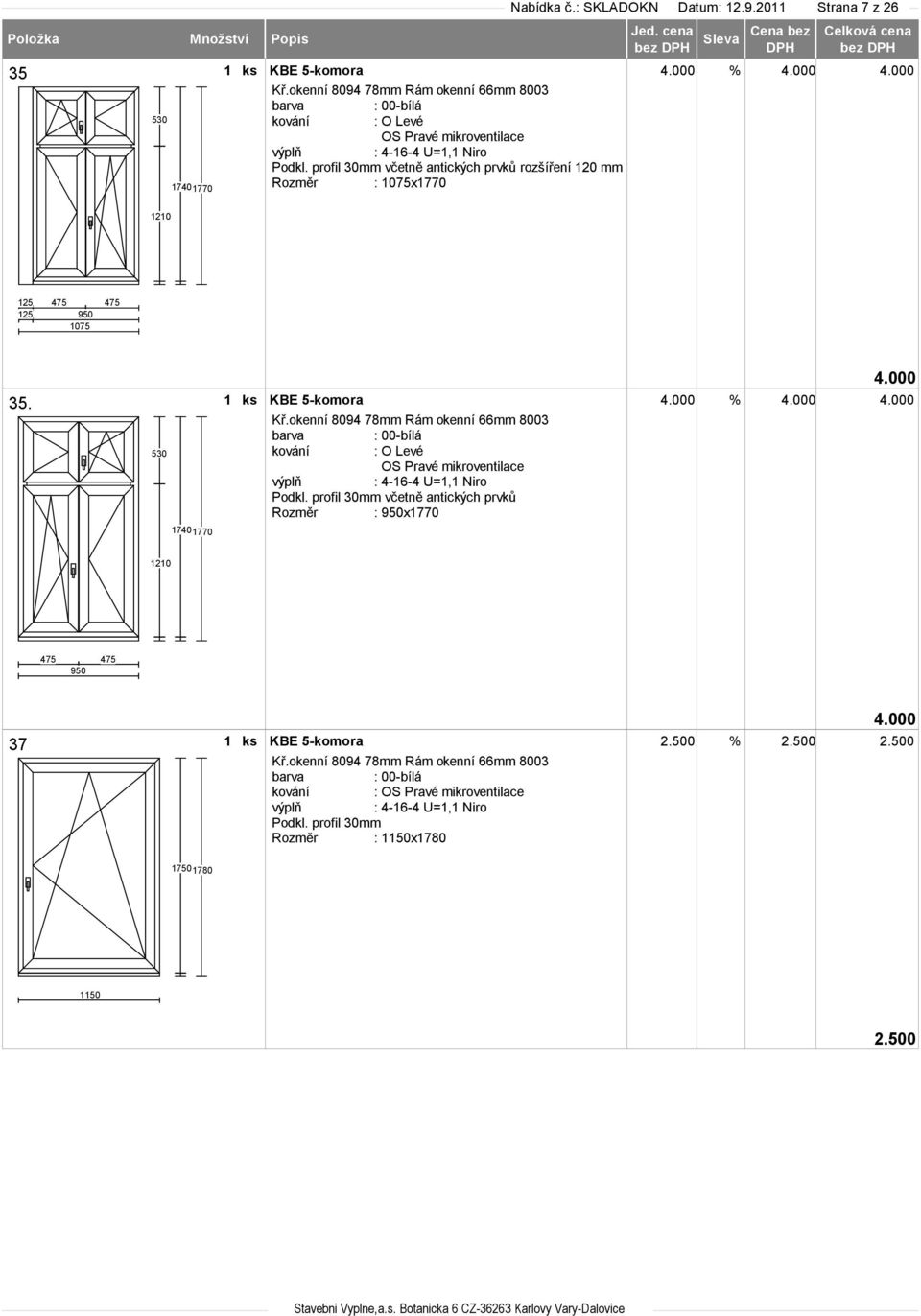 1075 35. 530 1 ks KBE 5-komora % Podkl.