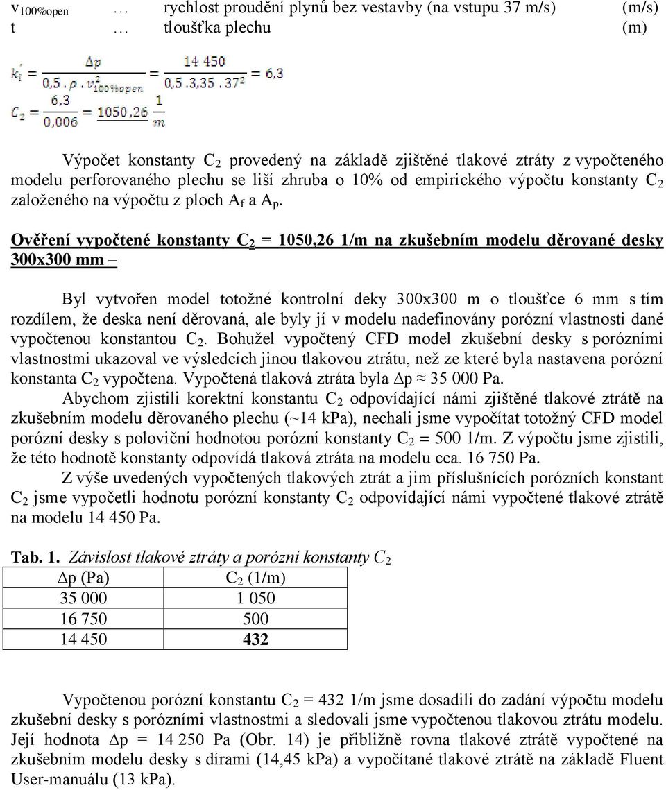 Ověření vypočtené konstanty C 2 = 1050,26 1/m na zkušebním modelu děrované desky 300x300 mm Byl vytvořen model totožné kontrolní deky 300x300 m o tloušťce 6 mm s tím rozdílem, že deska není děrovaná,
