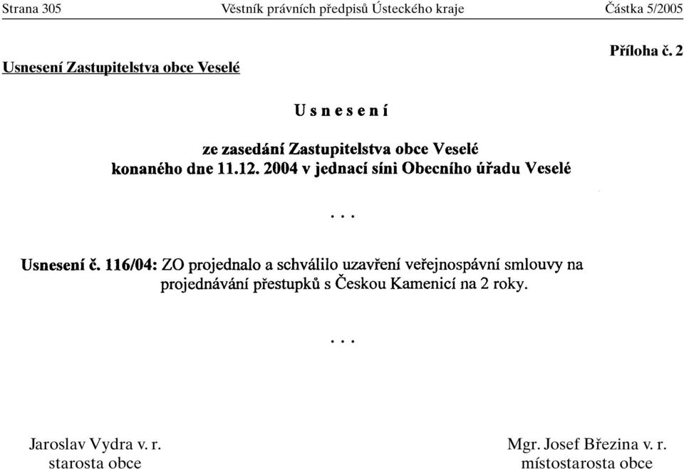 Veselé Pfiíloha ã. 2 Jaroslav Vydra v. r. Mgr.