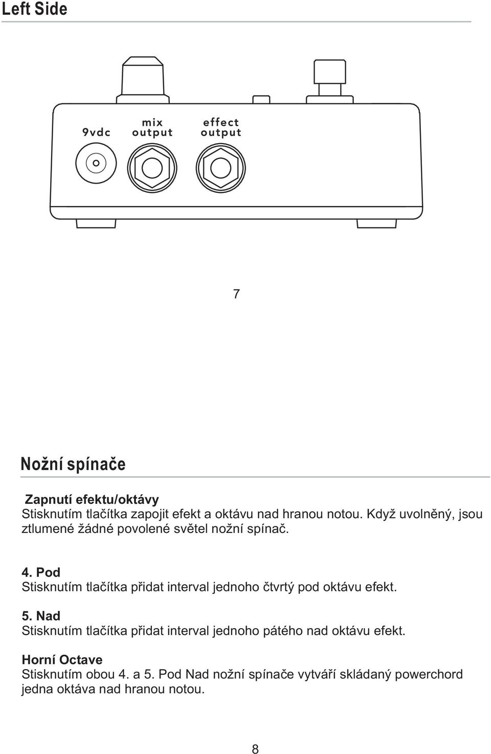 Pod Stisknutím tlačítka přidat interval jednoho čtvrtý pod oktávu efekt. 5.