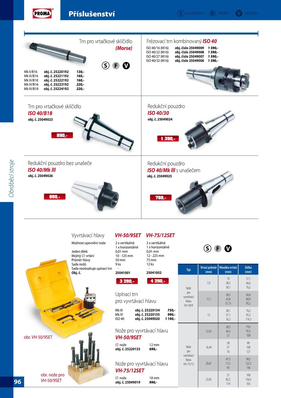 číslo 25049009 1 590,- ISO 40/22 (M16) obj. číslo 25049008 1 590,- ISO 40/27 (M16) obj. číslo 25049007 1 590,- ISO 40/32 (M16) obj.