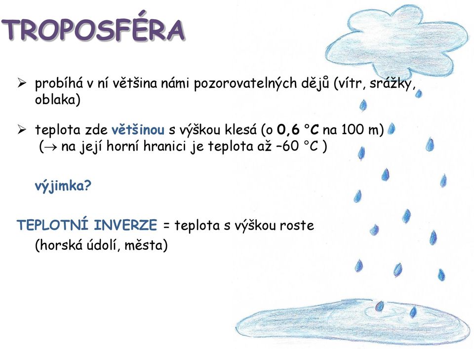 0,6 C na 100 m) ( na její horní hranici je teplota až 60 C )