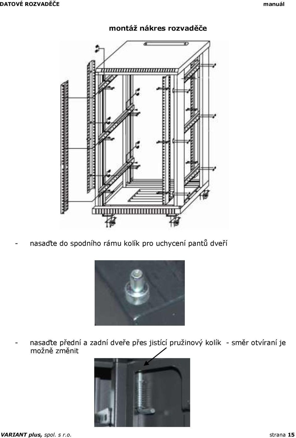 zadní dveře přes jistící pružinový kolík - směr