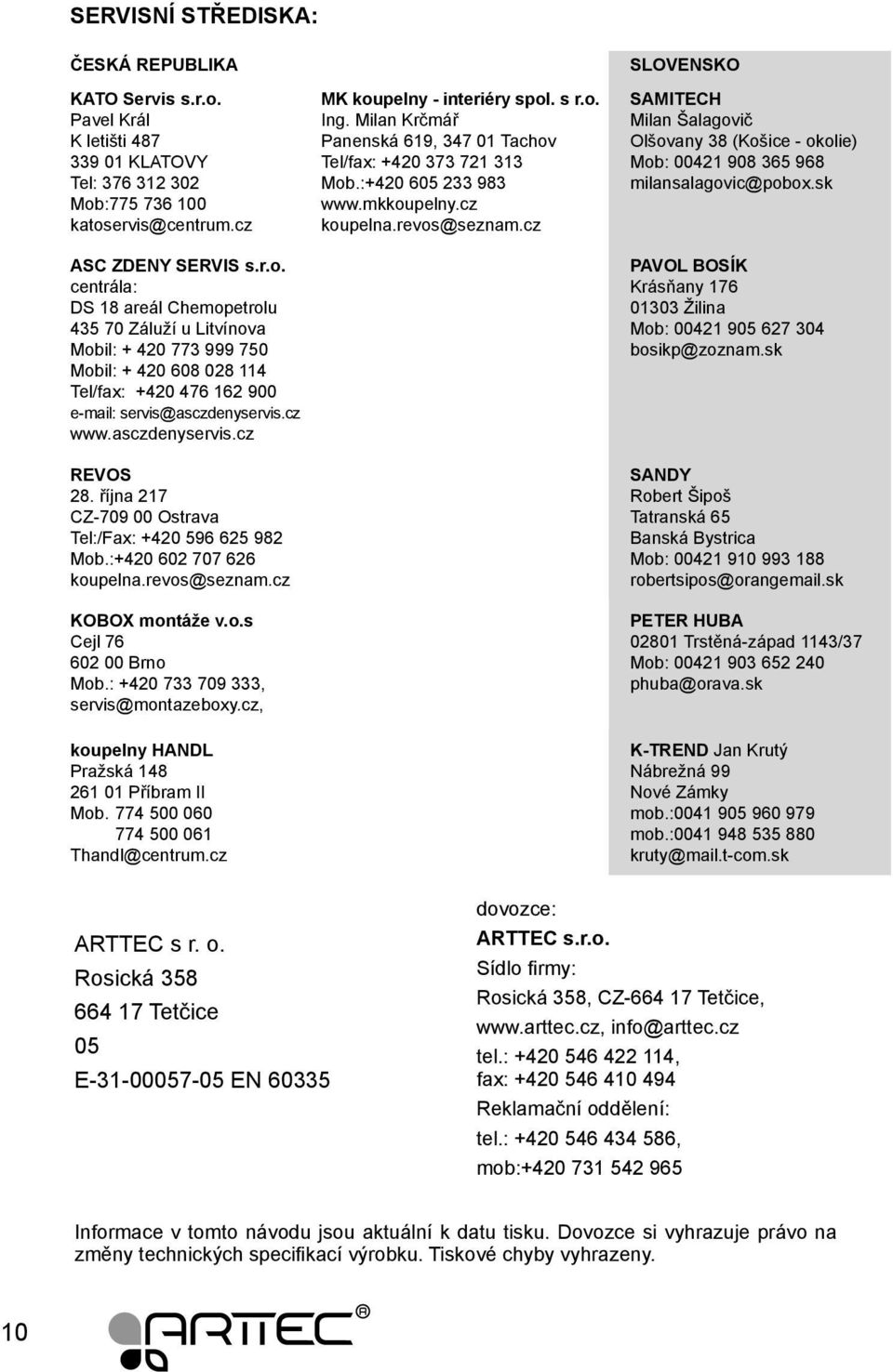 :775 736 100 katoservis@centrum.cz ASC ZDENY SERVIS s.r.o. centrála: DS 18 areál Chemopetrolu 435 70 Záluží u Litvínova Mobil: + 420 773 999 750 Mobil: + 420 608 028 114 Tel/fax: +420 476 162 900 e-mail: servis@asczdenyservis.