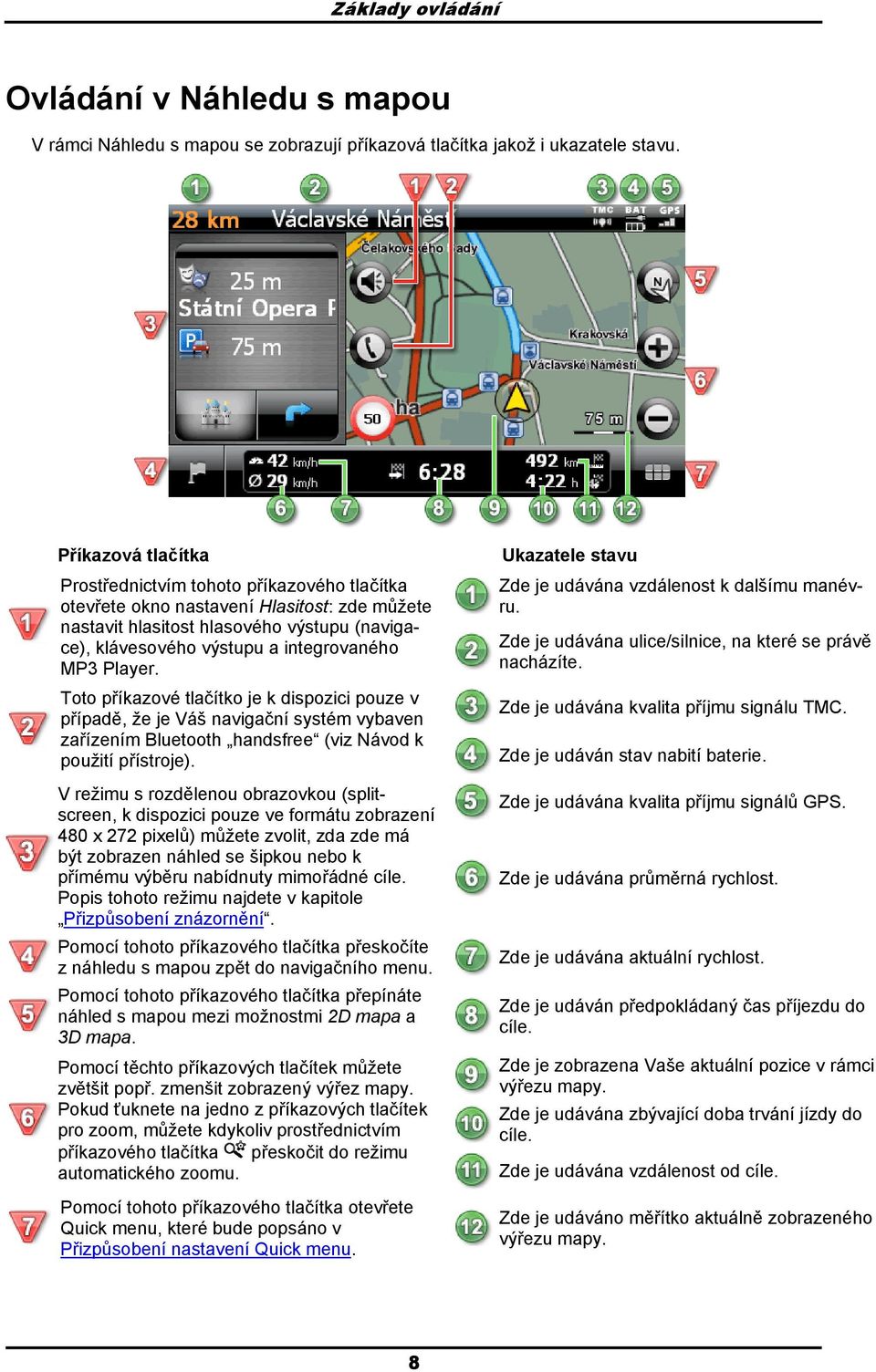 Tt příkazvé tlačítk je k dispzici puze v případě, že je Váš navigační systém vybaven zařízením Bluetth handsfree (viz Návd k pužití přístrje).