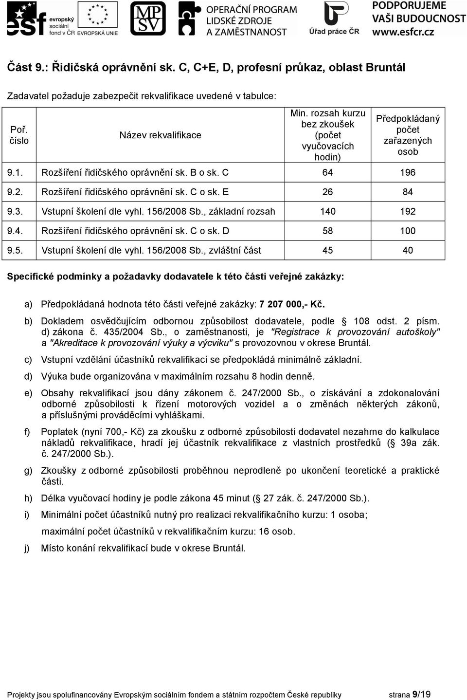 b) Dokladem osvědčujícím odbornou způsobilost dodavatele, podle 108 odst. 2 písm. d) zákona č. 435/2004 Sb.