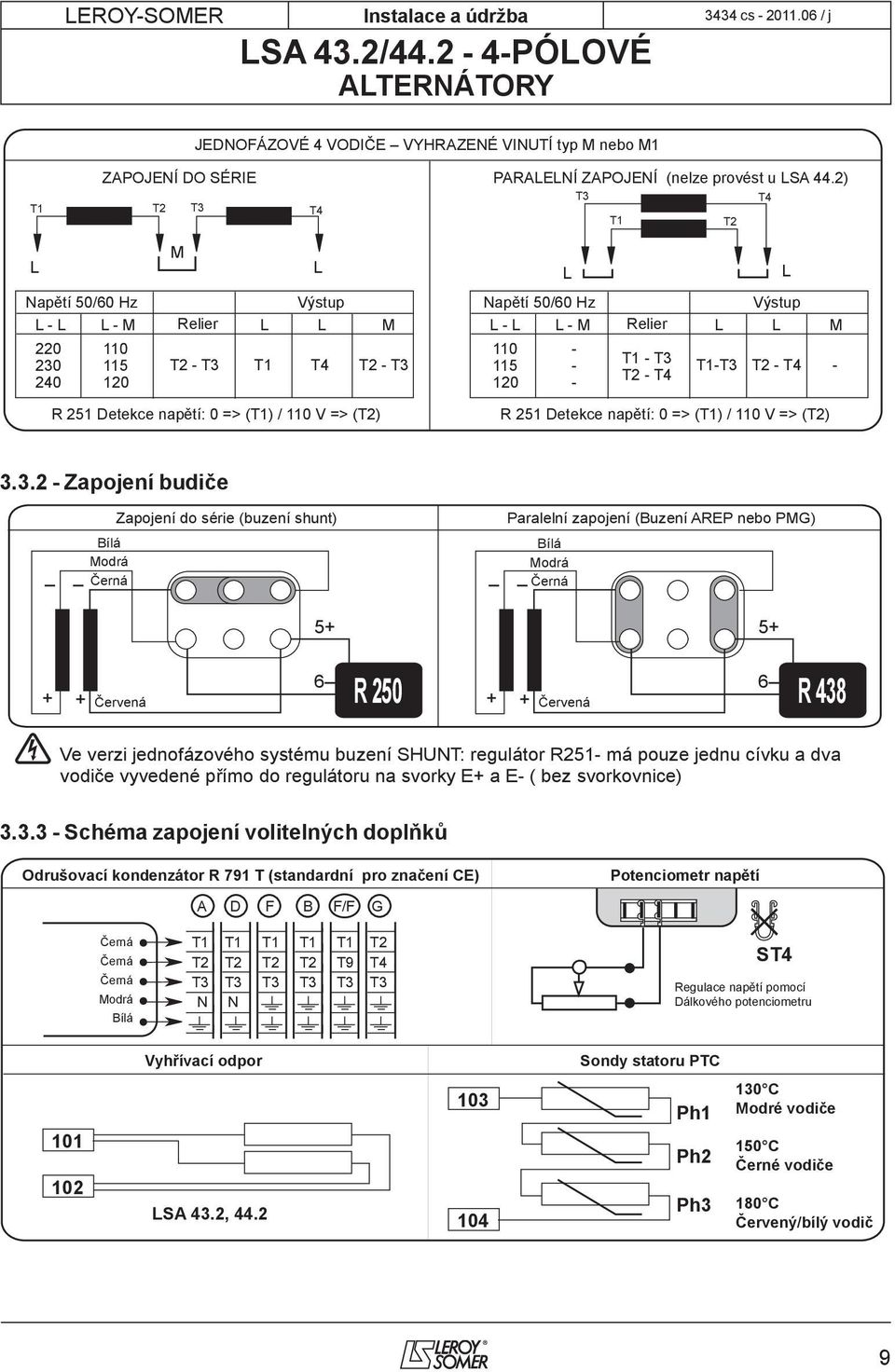 V => (T2) R 251 Detekce napětí: 0 => (T1) / 110 V => (T2) 3.