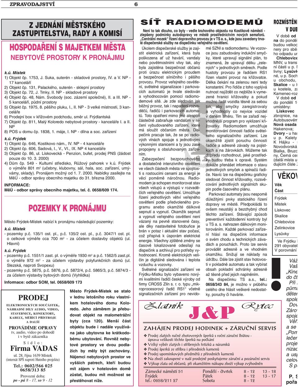 a III. NP - 5 kanceláfií, pûdní prostory 5) Objekt ãp. 1975, 8. pû ího pluku, I., II. NP - 3 velké místnosti, 3 kanceláfie 6) Prodejní box v kfiíïovém podchodu, smûr ul. Fr dlantská 7) Objekt ãp.