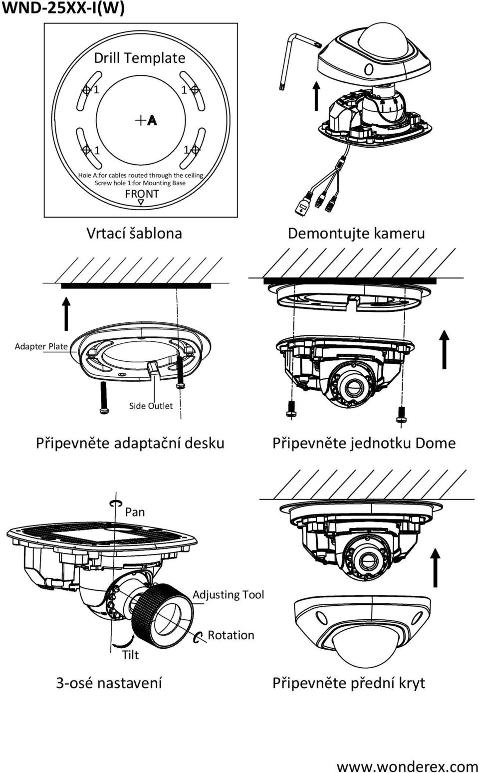 Adapter Plate Side Outlet Připevněte adaptační desku Připevněte jednotku