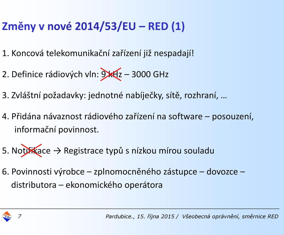 Přidána návaznost rádiového zařízení na software posouzení, informační povinnost. 5.