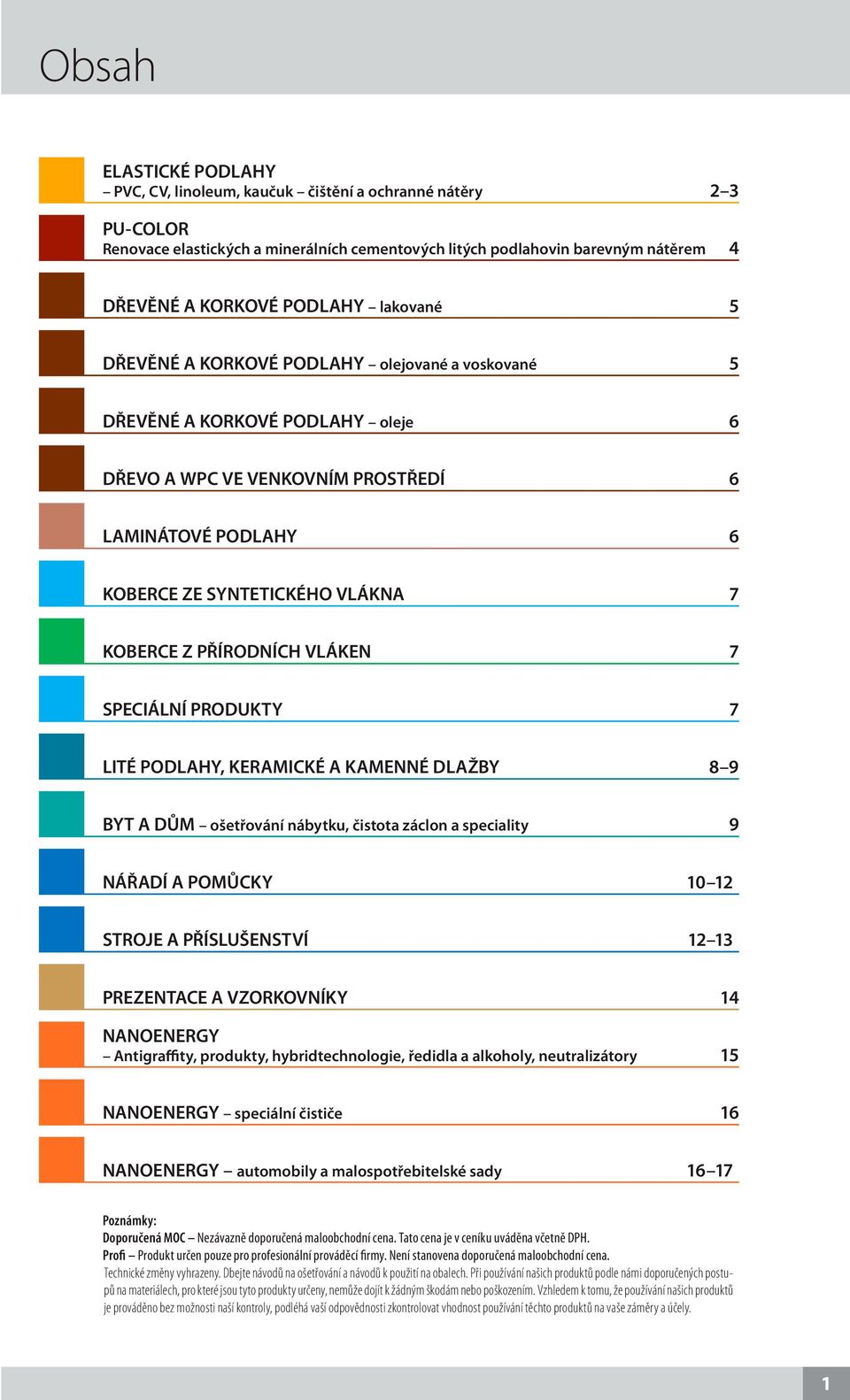 PŘÍRODNÍCH VLÁKEN 7 SPECIÁLNÍ PRODUKTY 7 LITÉ PODLAHY, KERAMICKÉ A KAMENNÉ DLAŽBY 8 9 BYT A DŮM ošetřování nábytku, čistota záclon a speciality 9 NÁŘADÍ A POMŮCKY 10 12 STROJE A PŘÍSLUŠENSTVÍ 12 13