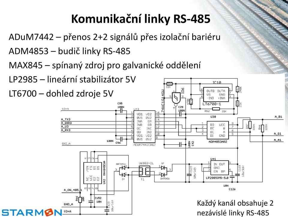 zdroj pro galvanické oddělení LP2985 lineární stabilizátor 5V