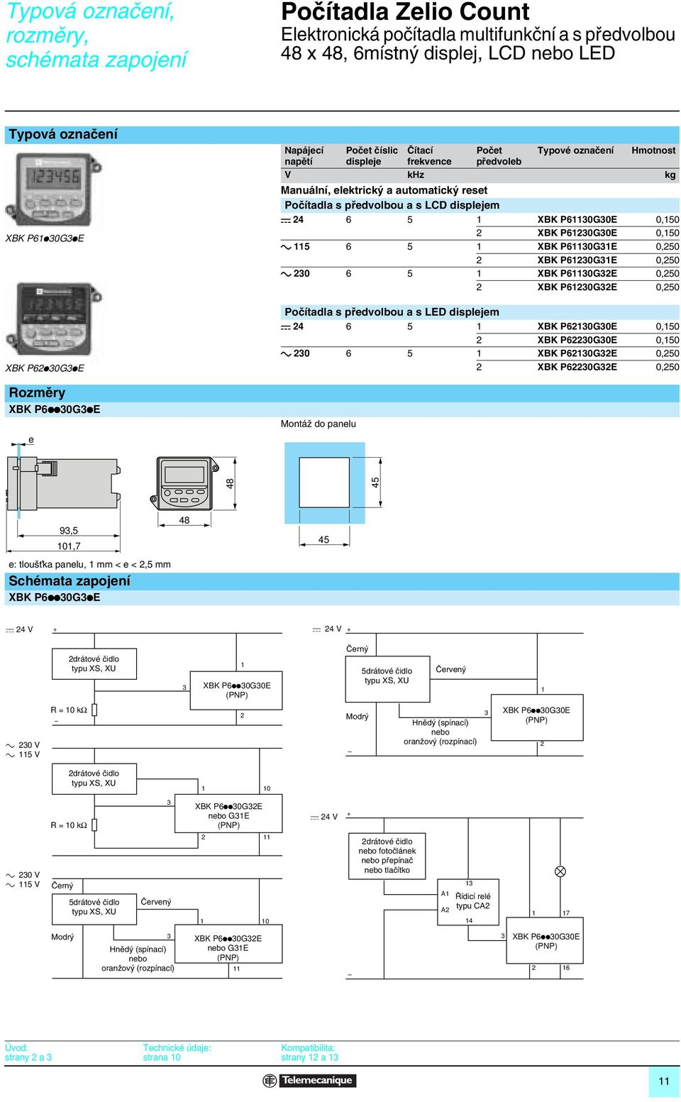 displejem c 4 6 5 1 XBK P6110G0E 0,150 XBK P610G0E 0,150 a 115 6 5 1 XBK P6110G1E 0,50 XBK P610G1E 0,50 a 0 6 5 1 XBK P6110GE 0,50 XBK P610GE 0,50 Poãítadla s pfiedvolbou a s LED displejem c 4 6 5 1