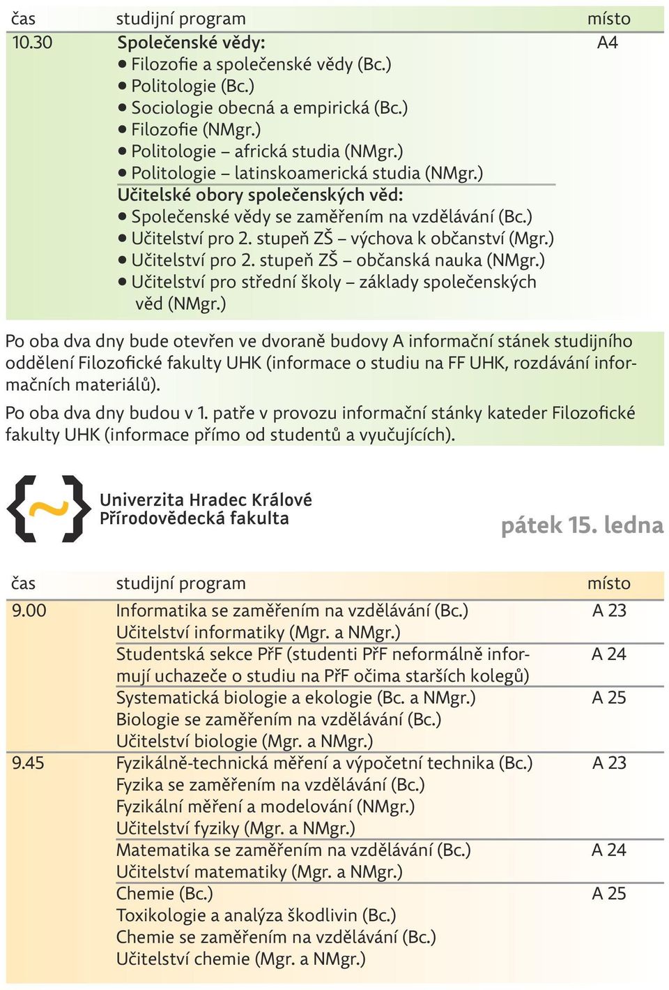 ) Učitelství pro 2. stupeň ZŠ občanská nauka (NMgr.) Učitelství pro střední školy základy společenských věd (NMgr.