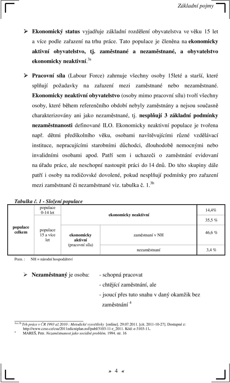 3a Pracovní síla (Labour Force) zahrnuje všechny osoby 15leté a starší, které splňují požadavky na zařazení mezi zaměstnané nebo nezaměstnané.