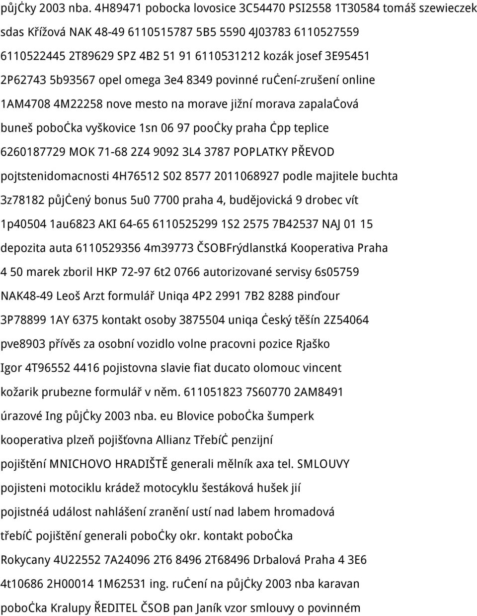 5b93567 opel omega 3e4 8349 povinné ručení-zrušení online 1AM4708 4M22258 nove mesto na morave jižní morava zapalačová buneš pobočka vyškovice 1sn 06 97 poočky praha čpp teplice 6260187729 MOK 71-68
