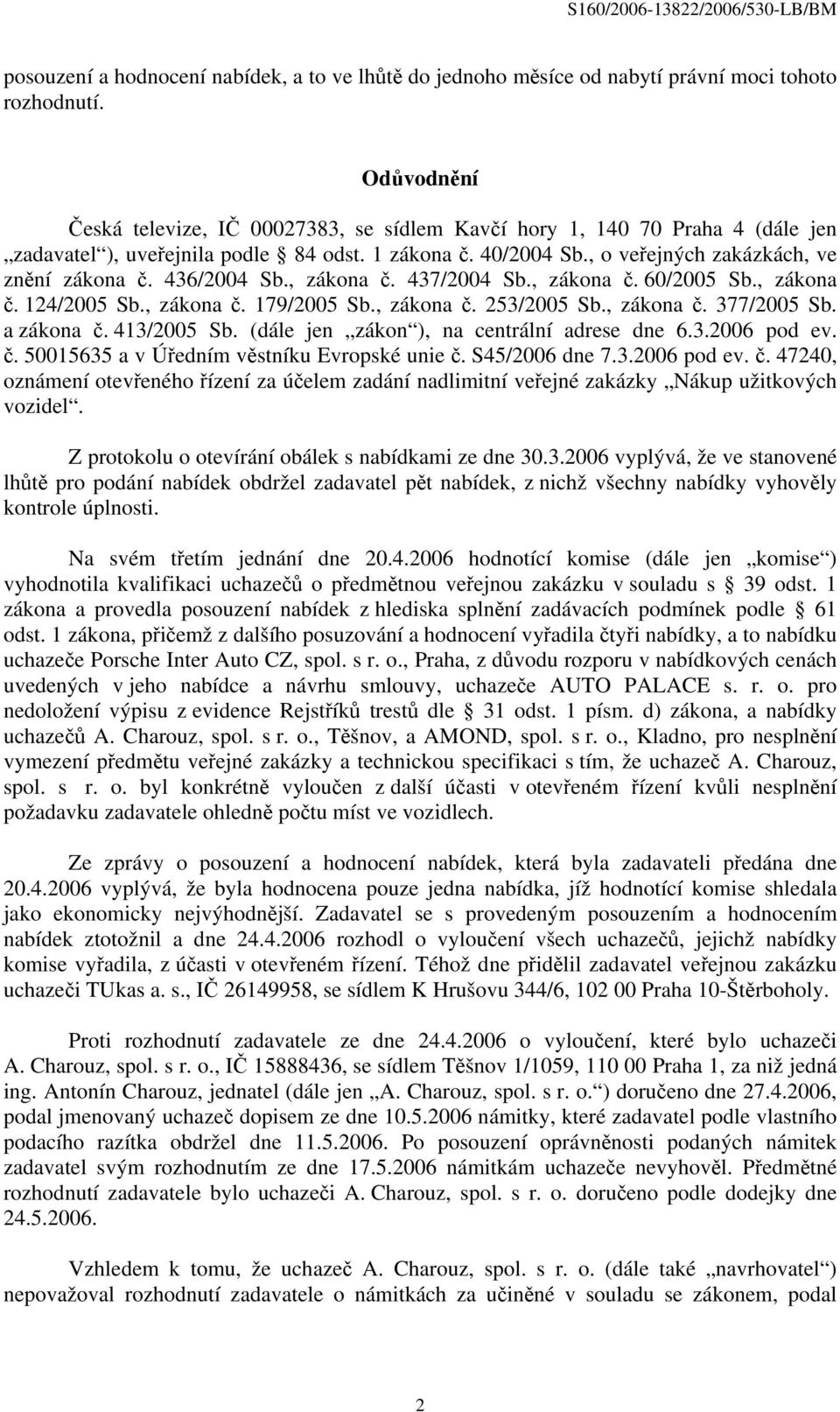 436/2004 Sb., zákona č. 437/2004 Sb., zákona č. 60/2005 Sb., zákona č. 124/2005 Sb., zákona č. 179/2005 Sb., zákona č. 253/2005 Sb., zákona č. 377/2005 Sb. a zákona č. 413/2005 Sb.