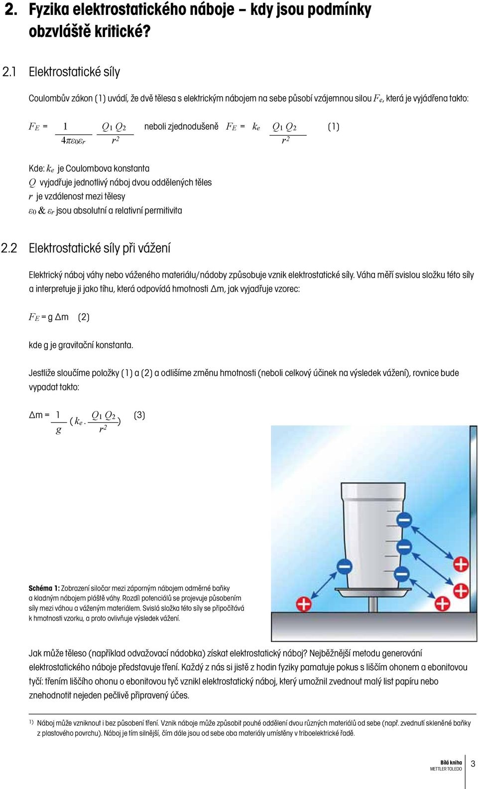 4πε0εr r 2 r 2 Kde: ke je Coulombova konstanta Q vyjadřuje jednotlivý náboj dvou oddělených těles r je vzdálenost mezi tělesy ε0 & εr jsou absolutní a relativní permitivita 2.