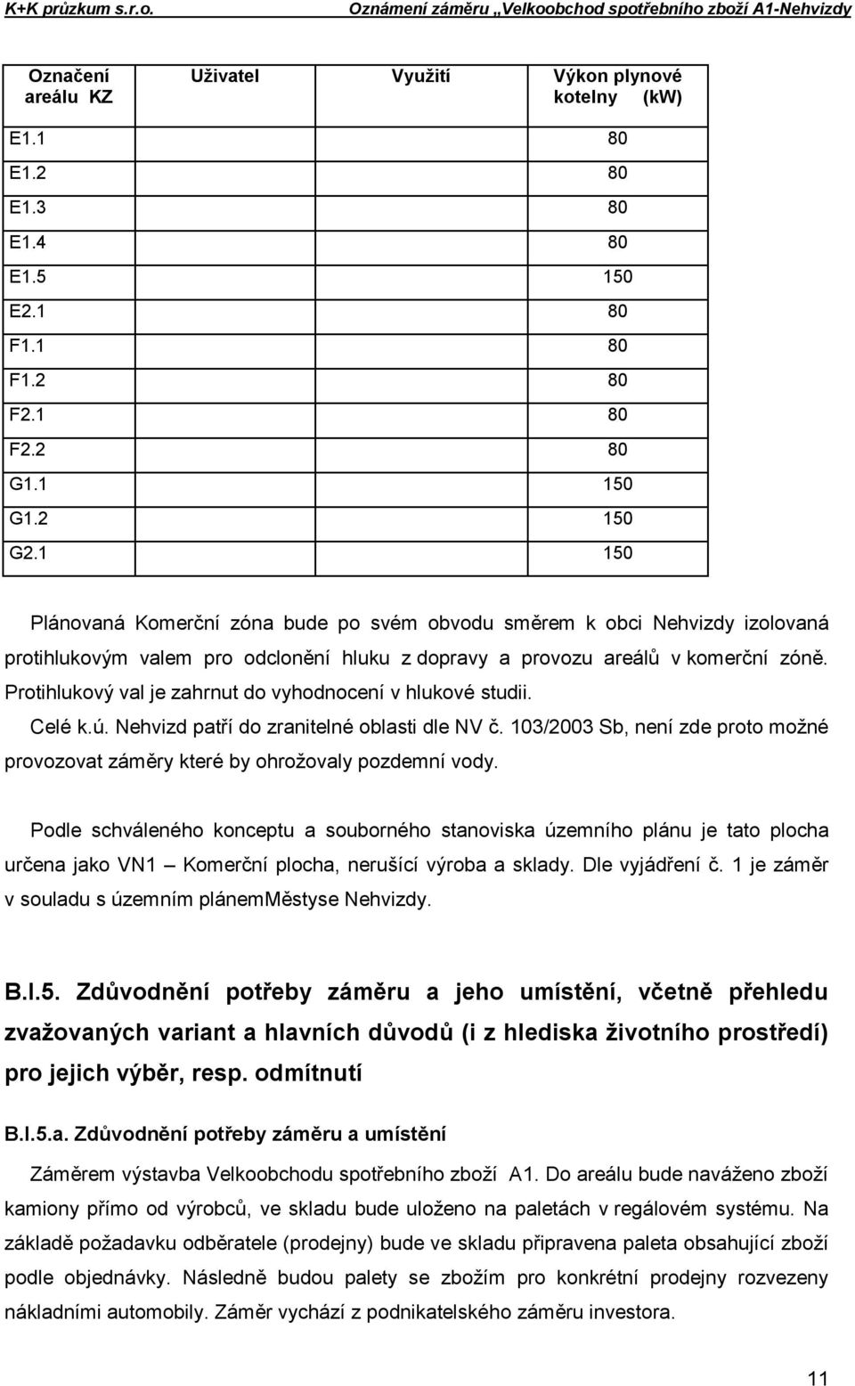 Protihlukový val je zahrnut do vyhodnocení v hlukové studii. Celé k.ú. Nehvizd patří do zranitelné oblasti dle NV č.