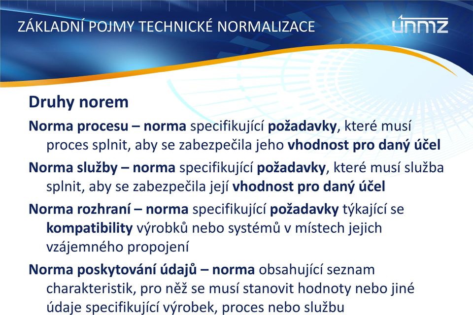 účel Norma rozhraní norma specifikující požadavky týkající se kompatibility výrobků nebo systémů v místech jejich vzájemného propojení Norma