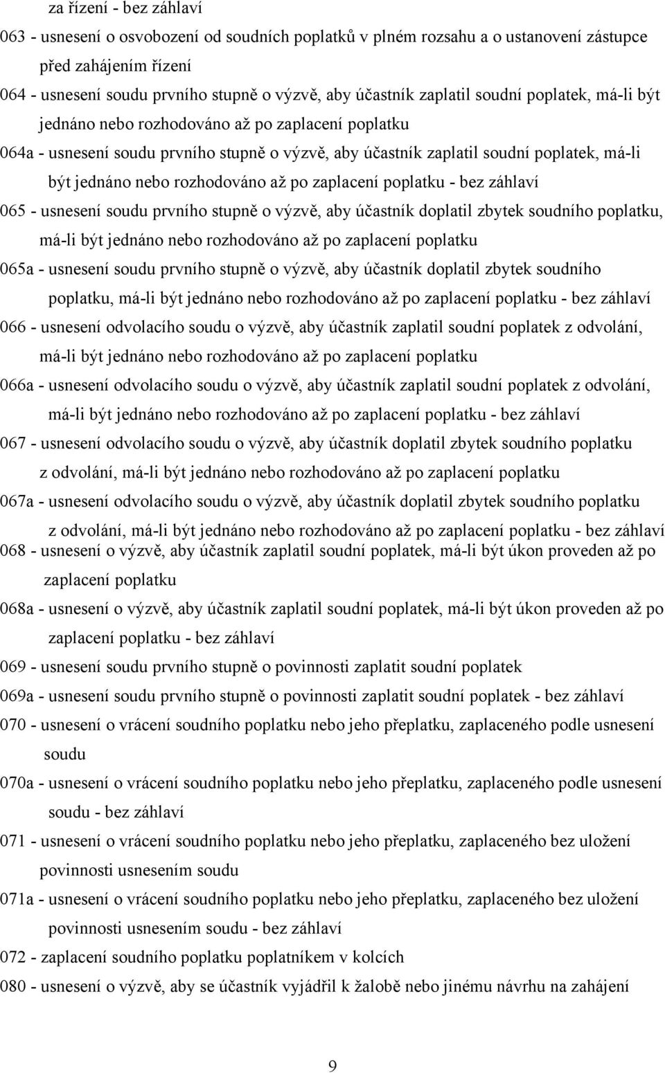 rozhodováno až po zaplacení poplatku - bez záhlaví 065 - usnesení soudu prvního stupně o výzvě, aby účastník doplatil zbytek soudního poplatku, má-li být jednáno nebo rozhodováno až po zaplacení