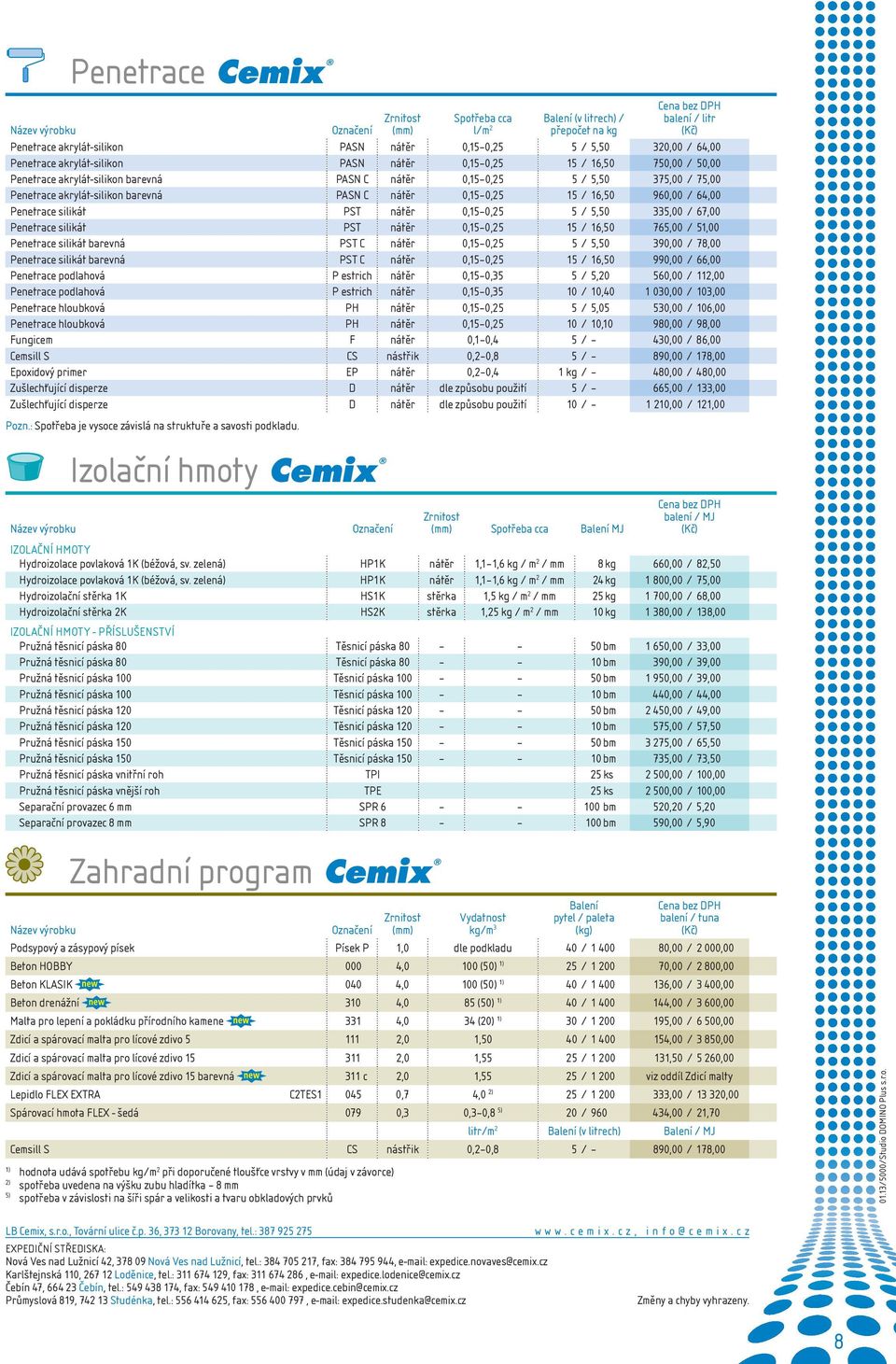 0,15 0,25 5 / 5,50 335,00 / 67,00 Penetrace silikát PST nátěr 0,15 0,25 15 / 16,50 765,00 / 51,00 Penetrace silikát barevná PST C nátěr 0,15 0,25 5 / 5,50 390,00 / 78,00 Penetrace silikát barevná PST