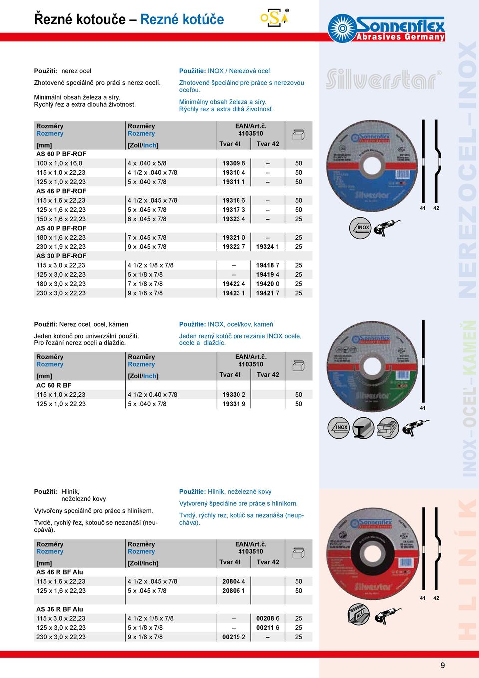 040 x 7/8 19311 1 50 AS 46 P BF-ROF 115 x 1,6 x 22,23 4 1/2 x.045 x 7/8 19316 6 50 125 x 1,6 x 22,23 5 x.045 x 7/8 19317 3 50 150 x 1,6 x 22,23 6 x.