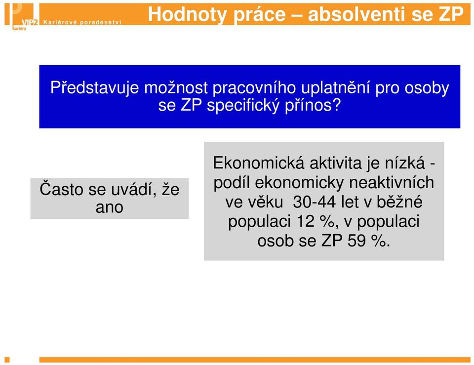 Často se uvádí, že ano Ekonomická aktivita je nízká - podíl