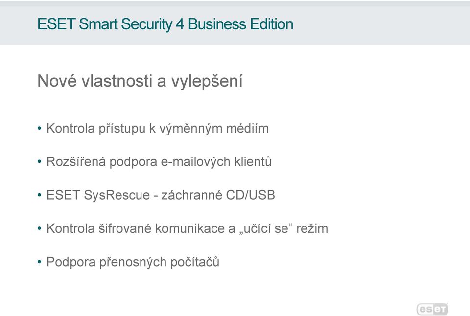 podpora e-mailových klientů ESET SysRescue - záchranné CD/USB