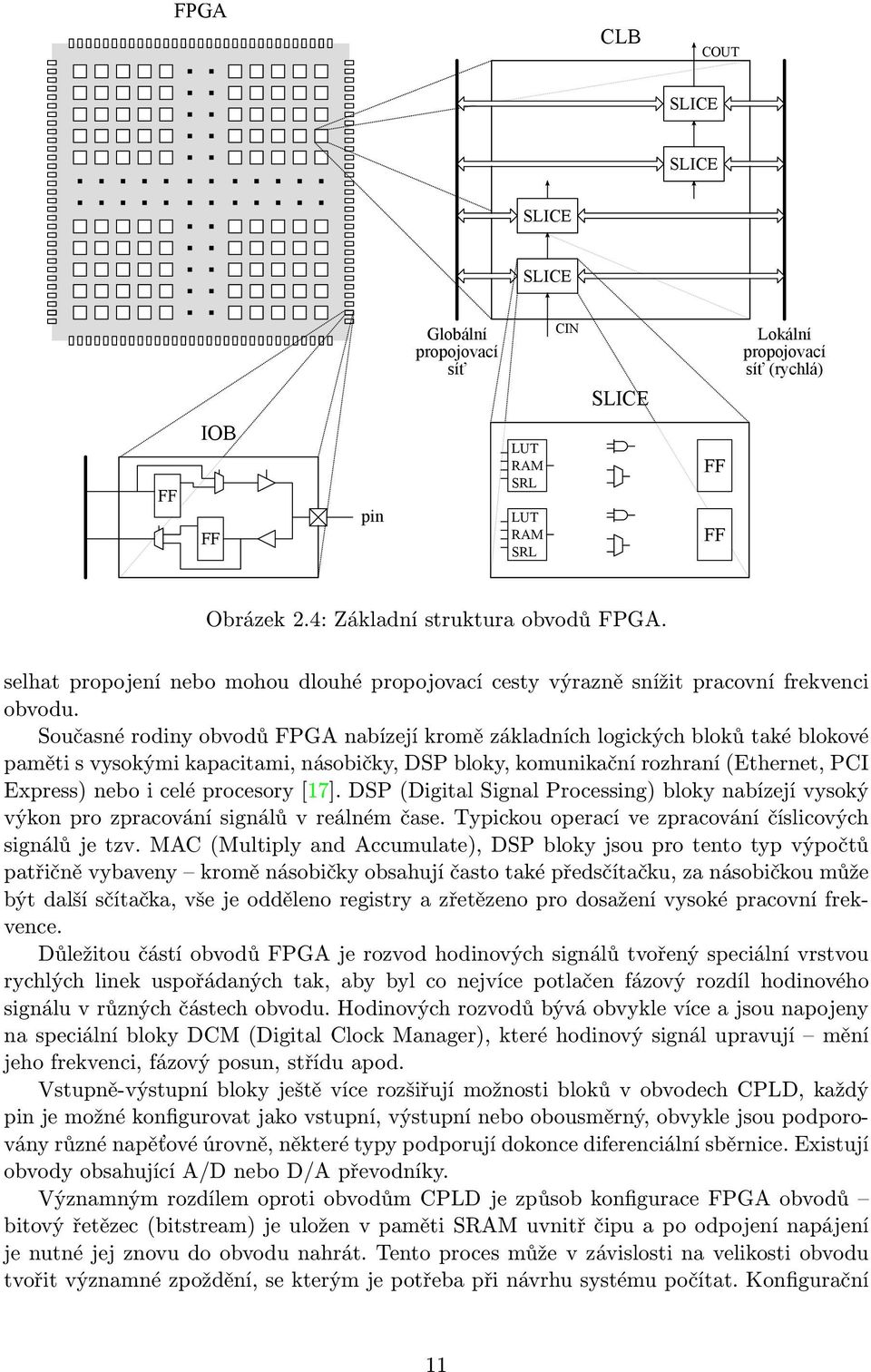 Současné rodiny obvodů FPGA nabízejí kromě základních logických bloků také blokové paměti s vysokými kapacitami, násobičky, DSP bloky, komunikační rozhraní (Ethernet, PCI Express) nebo i celé