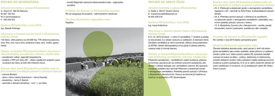 projekty z PRV pro členy RC objem úspěšných projektů vypracovaných pro členy se blíží 400 milionům korun Seznam akcí, které RC/pobočka pořádala nebo se jich účastnila (s krátkým popisem a přesným