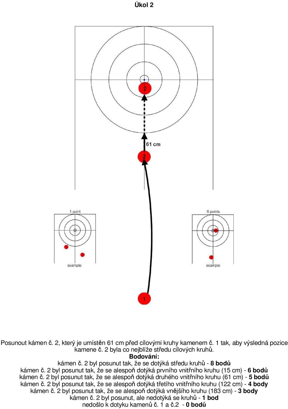 2 byl posunut tak, že se alespoň dotýká druhého vnitřního kruhu (61 cm) - 5 bodů kámen č.