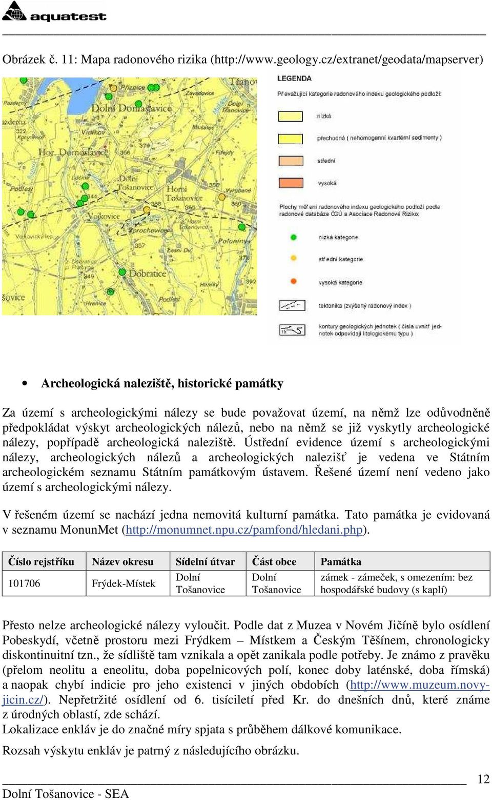 nálezů, nebo na němž se již vyskytly archeologické nálezy, popřípadě archeologická naleziště.