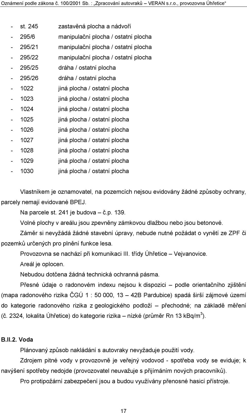 plocha / ostatní plocha - 1027 jiná plocha / ostatní plocha - 1028 jiná plocha / ostatní plocha - 1029 jiná plocha / ostatní plocha - 1030 jiná plocha / ostatní plocha Vlastníkem je oznamovatel, na