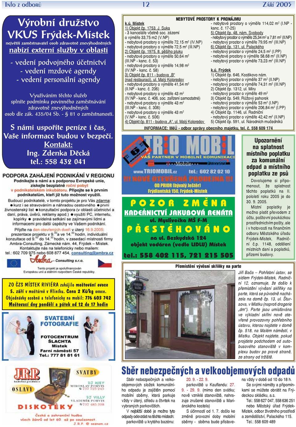 NP - kanc. č. 58) 3) Objekt čp. 811 - budova B (nad restaurací), ul. Malý Koloredov - nebytové prostory o výměře 41,54 m 2 (II.NP - kanc. č. 206) - nebytové prostory o výměře 43 m 2 (IV.NP - kanc. č. 406, soc.