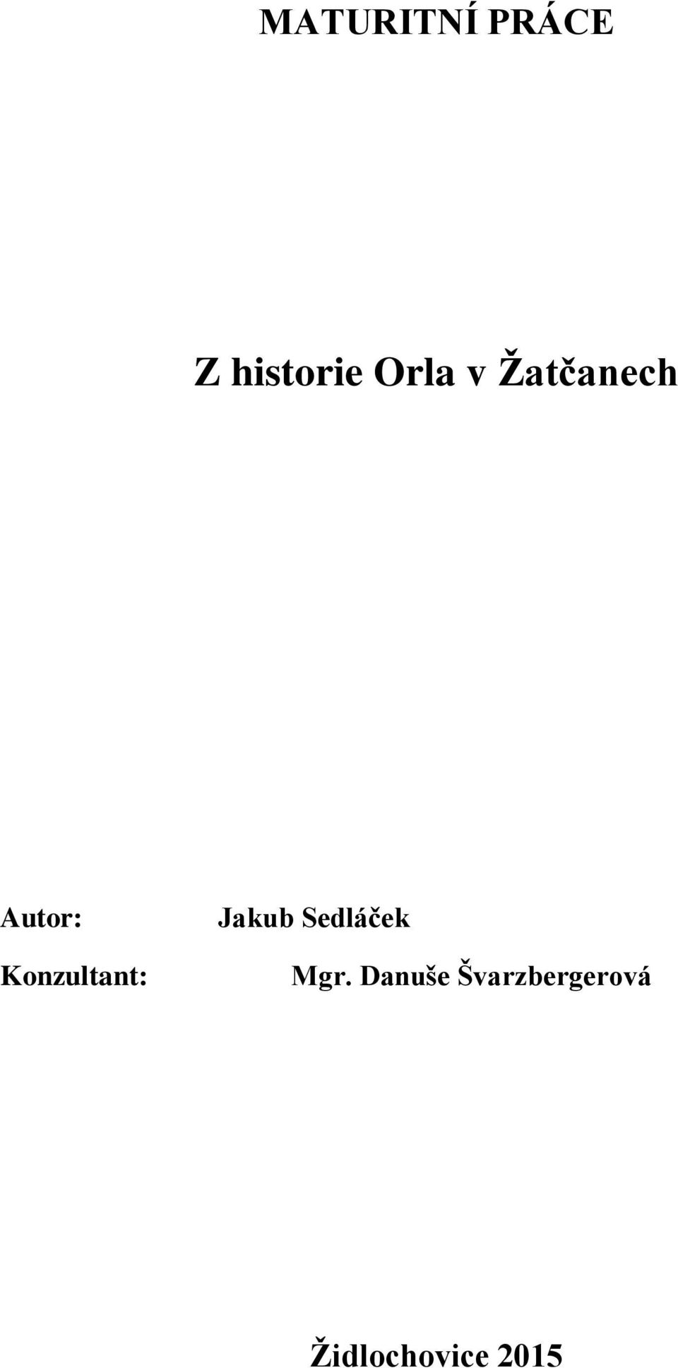Konzultant: Jakub Sedláček Mgr.