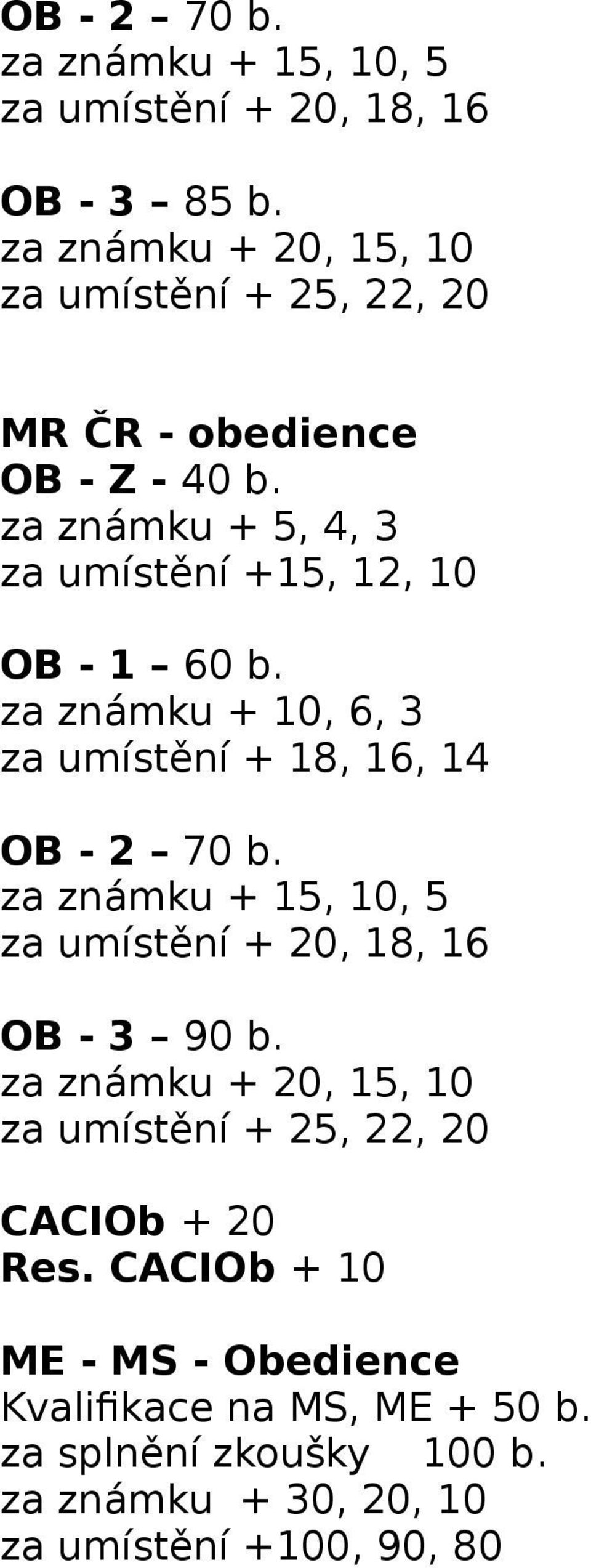 OB - 3 90 b. za známku + 20, 15, 10 CACIOb + 20 Res.