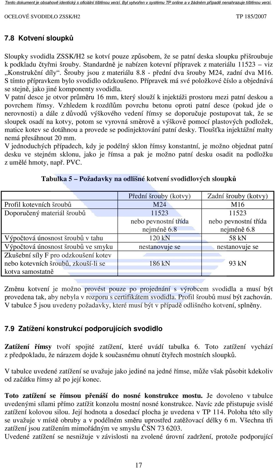 Přípravek má své položkové číslo a objednává se stejně, jako jiné komponenty svodidla. V patní desce je otvor průměru 16 mm, který slouží k injektáži prostoru mezi patní deskou a povrchem římsy.