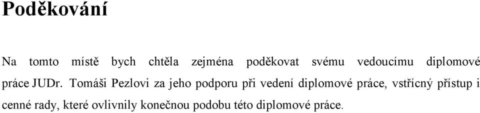 Tomáši Pezlovi za jeho podporu při vedení diplomové práce,