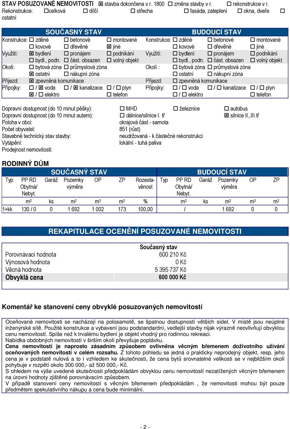 kovové dřevěné jiné Využití: bydlení pronájem podnikání Využití: bydlení pronájem podnikání bydl., podn. část.