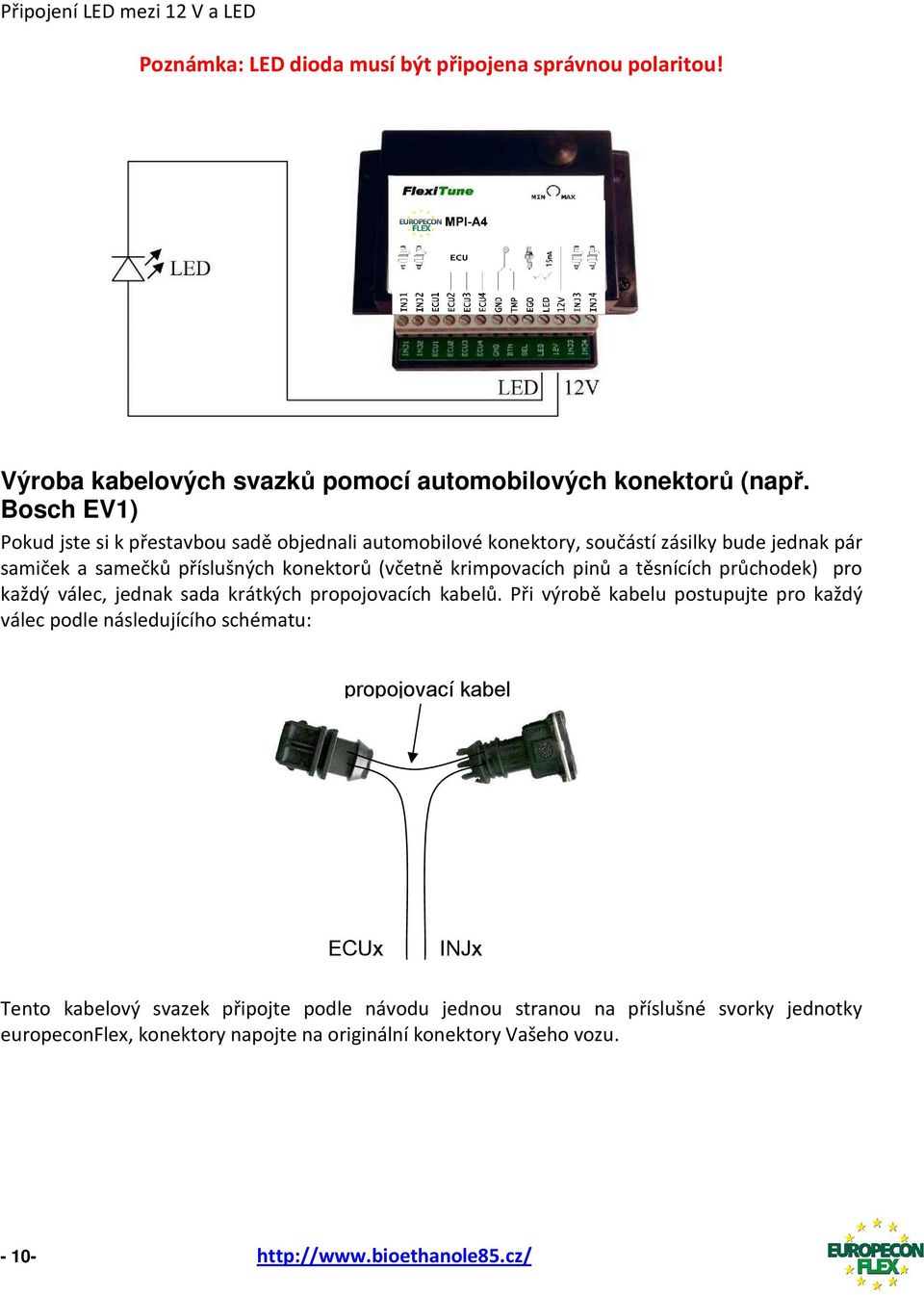 a těsnících průchodek) pro každý válec, jednak sada krátkých propojovacích kabelů.