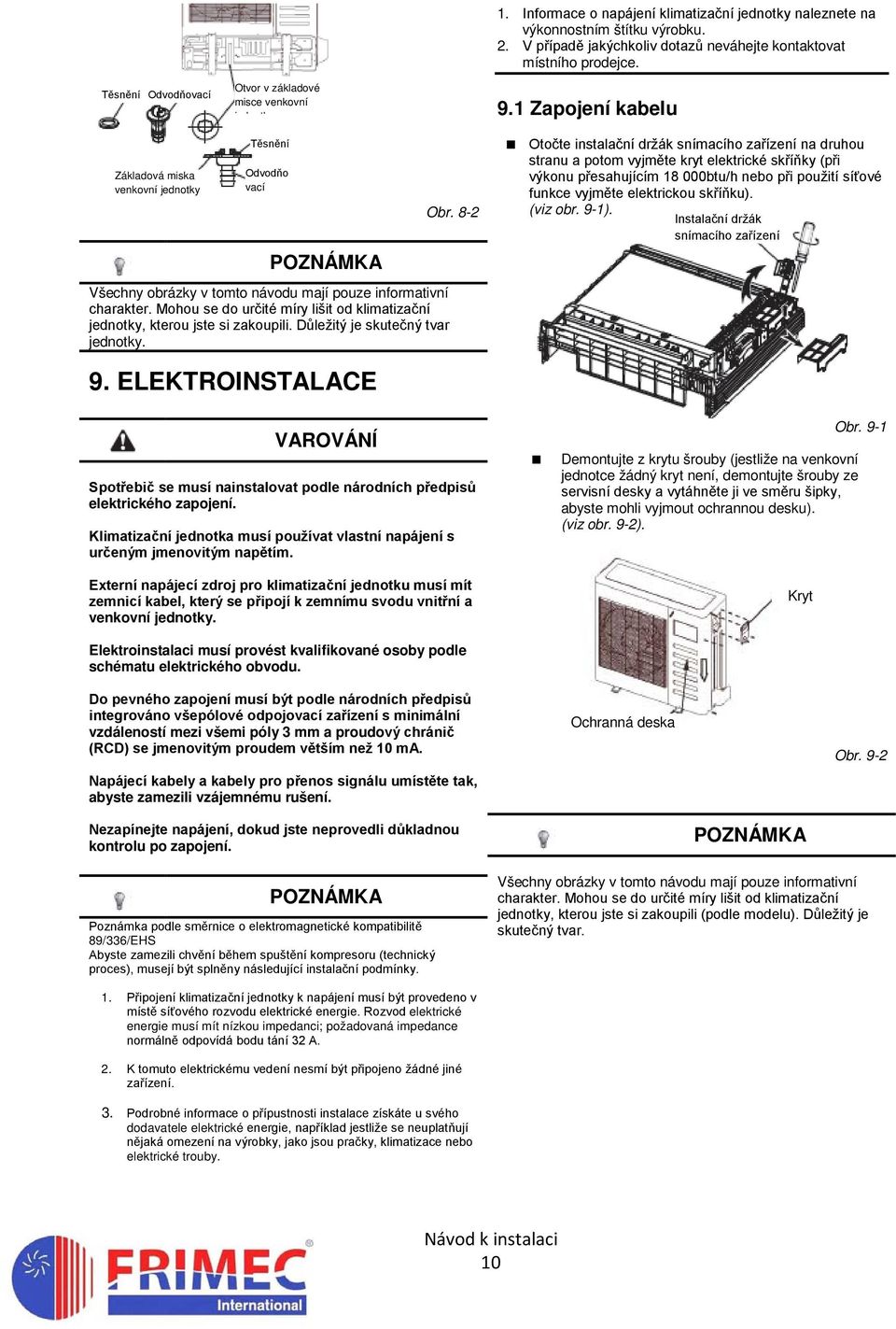 8-2 Všechny obrázky v tomto návodu mají pouze informativní charakter. Mohou se do určité míry lišit od klimatizační jednotky, kterou jste si zakoupili. Důležitý je skutečný tvar jednotky.