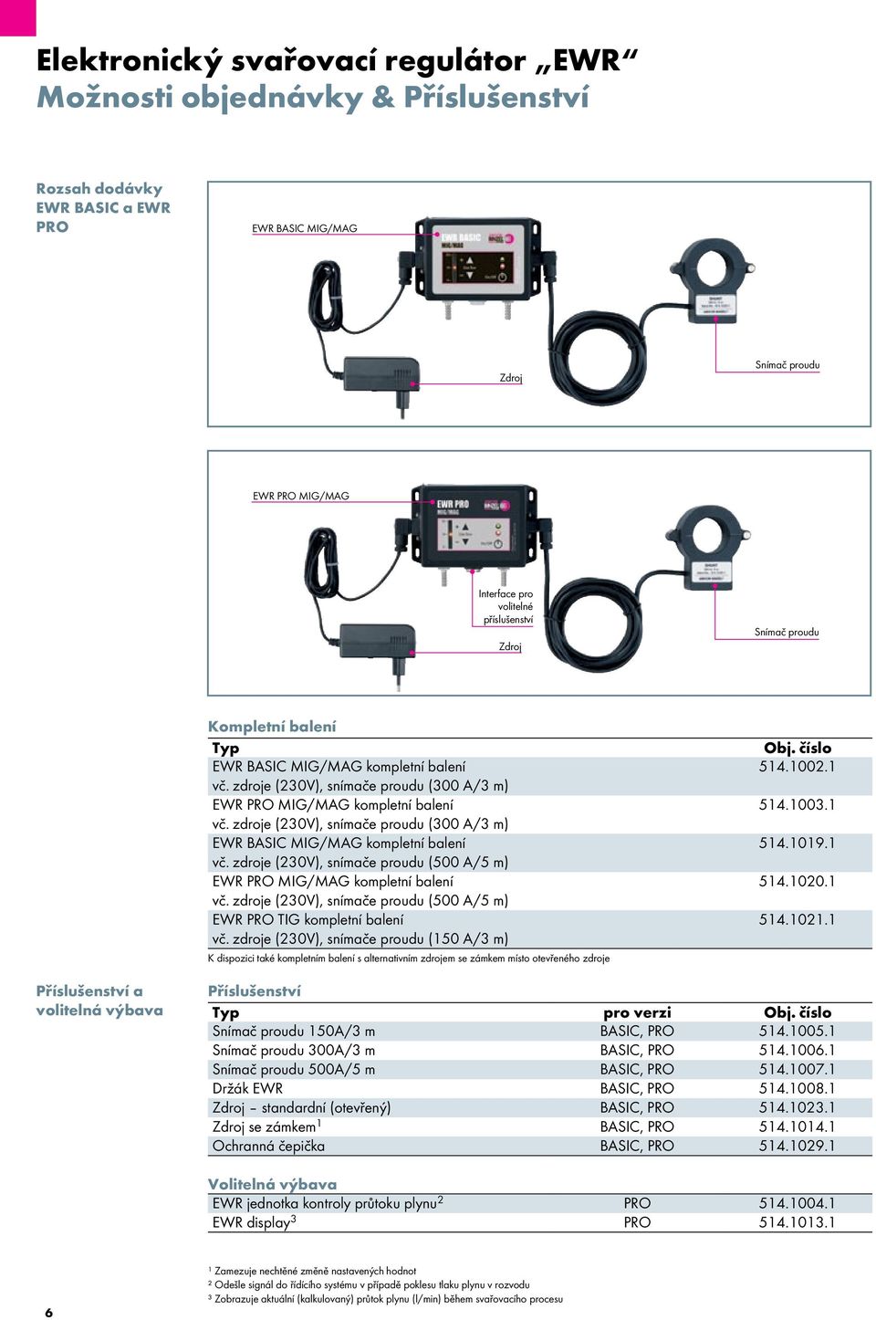zdroje (230V), snímače proudu (300 A/3 m) EWR BASIC MIG/MAG kompletní balení vč. zdroje (230V), snímače proudu (500 A/5 m) EWR PRO MIG/MAG kompletní balení vč.