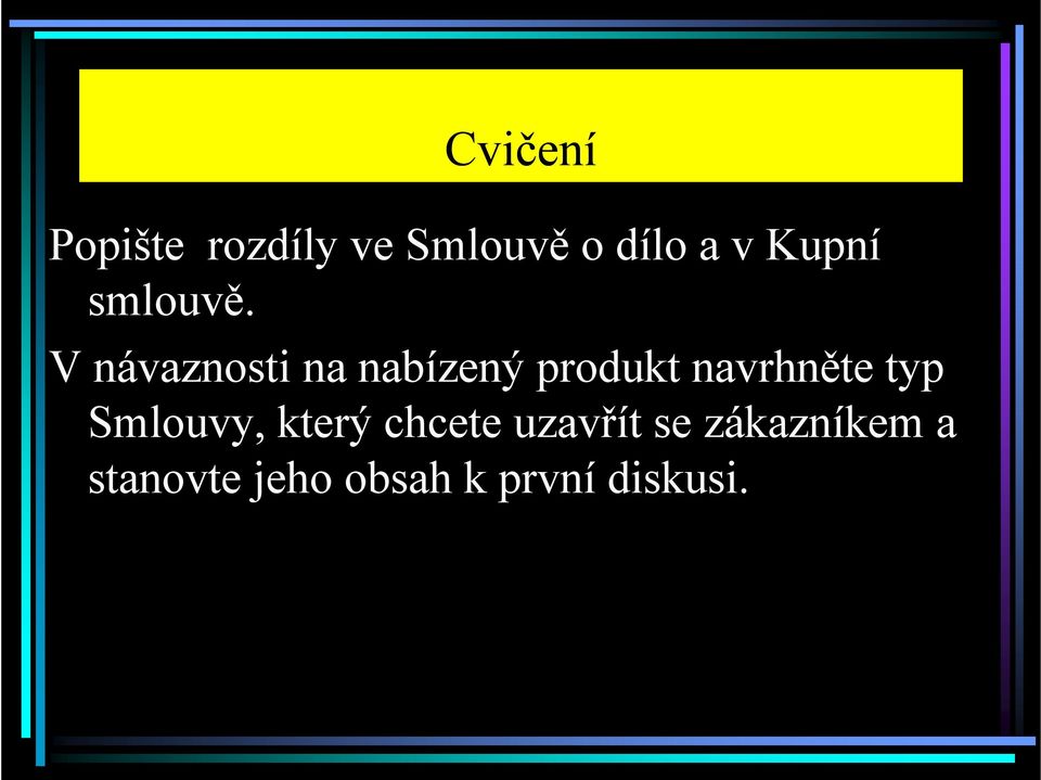 V návaznosti na nabízený produkt navrhněte typ