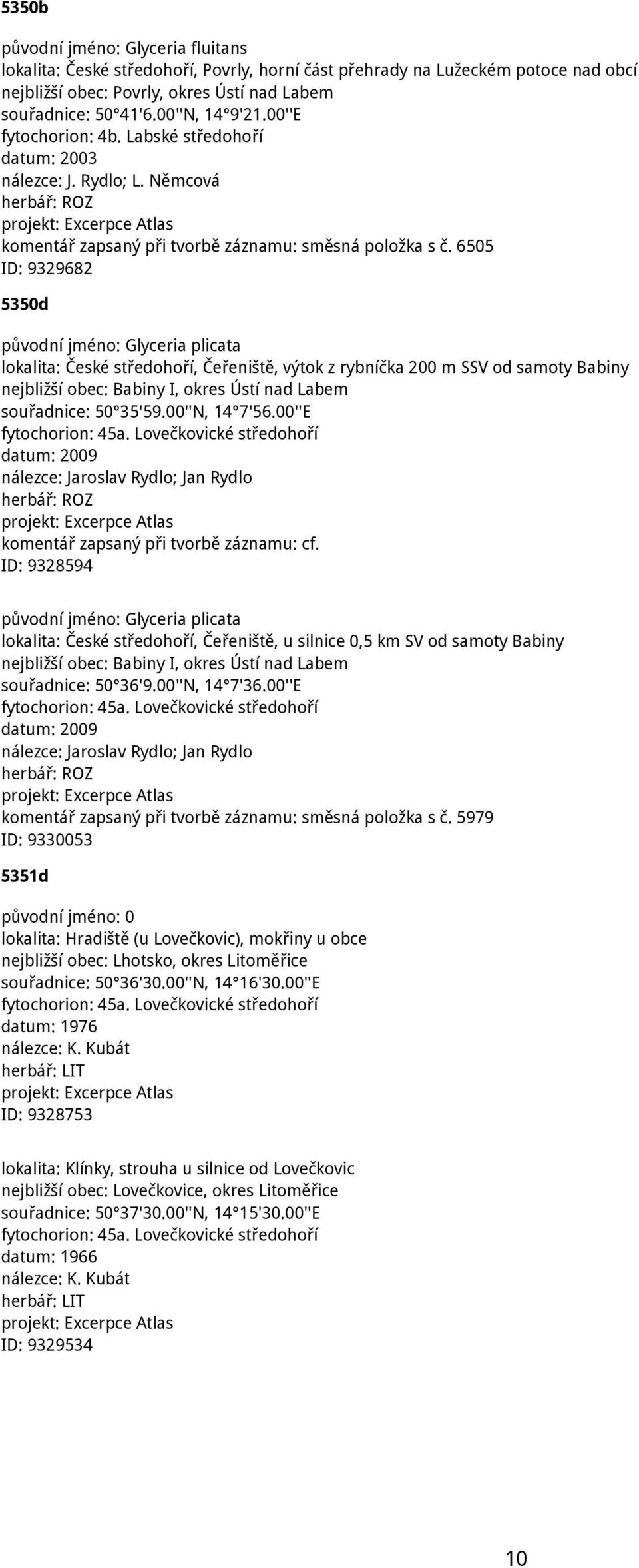 6505 ID: 9329682 5350d původní jméno: Glyceria plicata lokalita: České středohoří, Čeřeniště, výtok z rybníčka 200 m SSV od samoty Babiny nejbližší obec: Babiny I, okres Ústí nad Labem souřadnice: 50