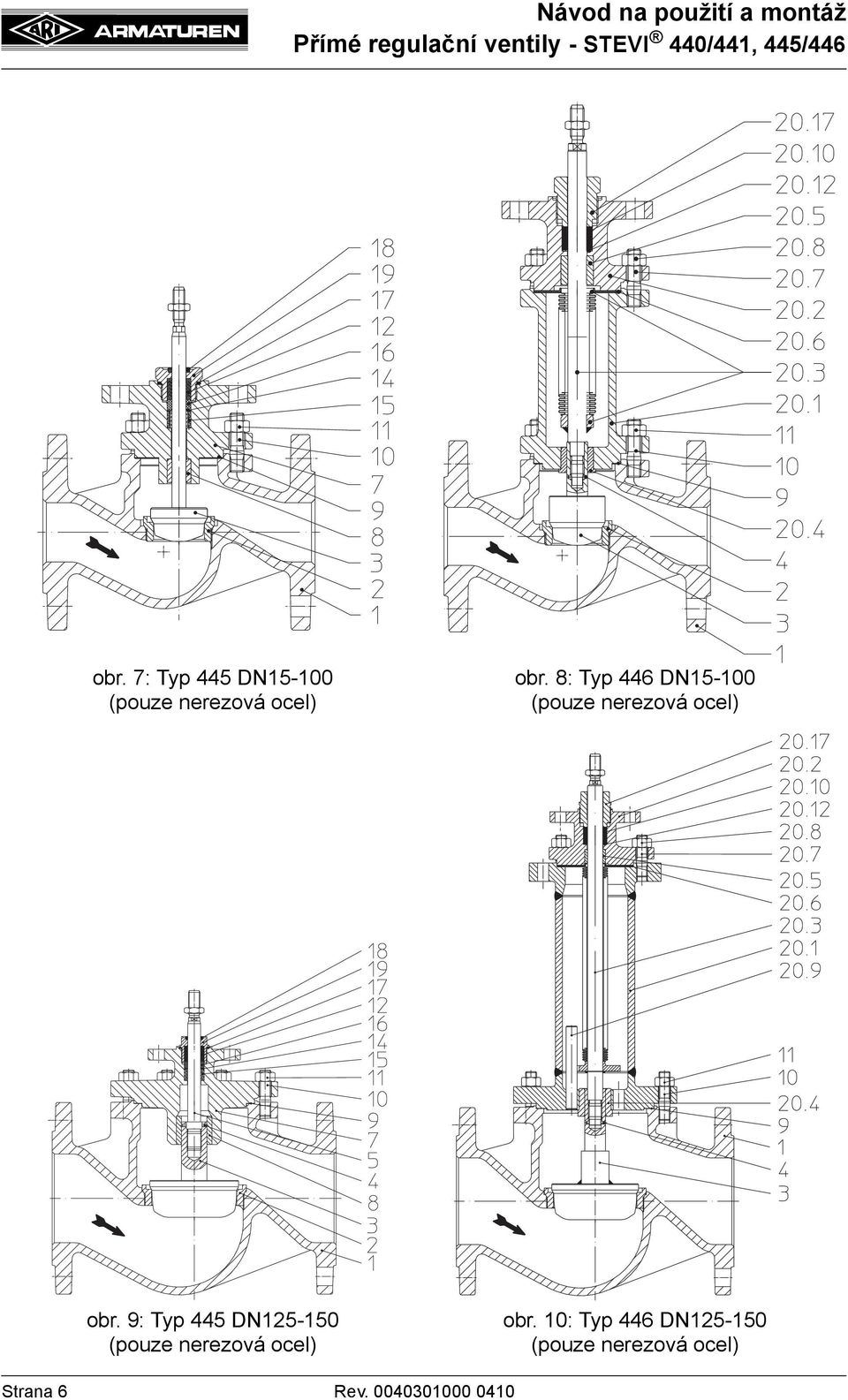 9: Typ 445 DN125-150 (pouze nerezová ocel) obr.