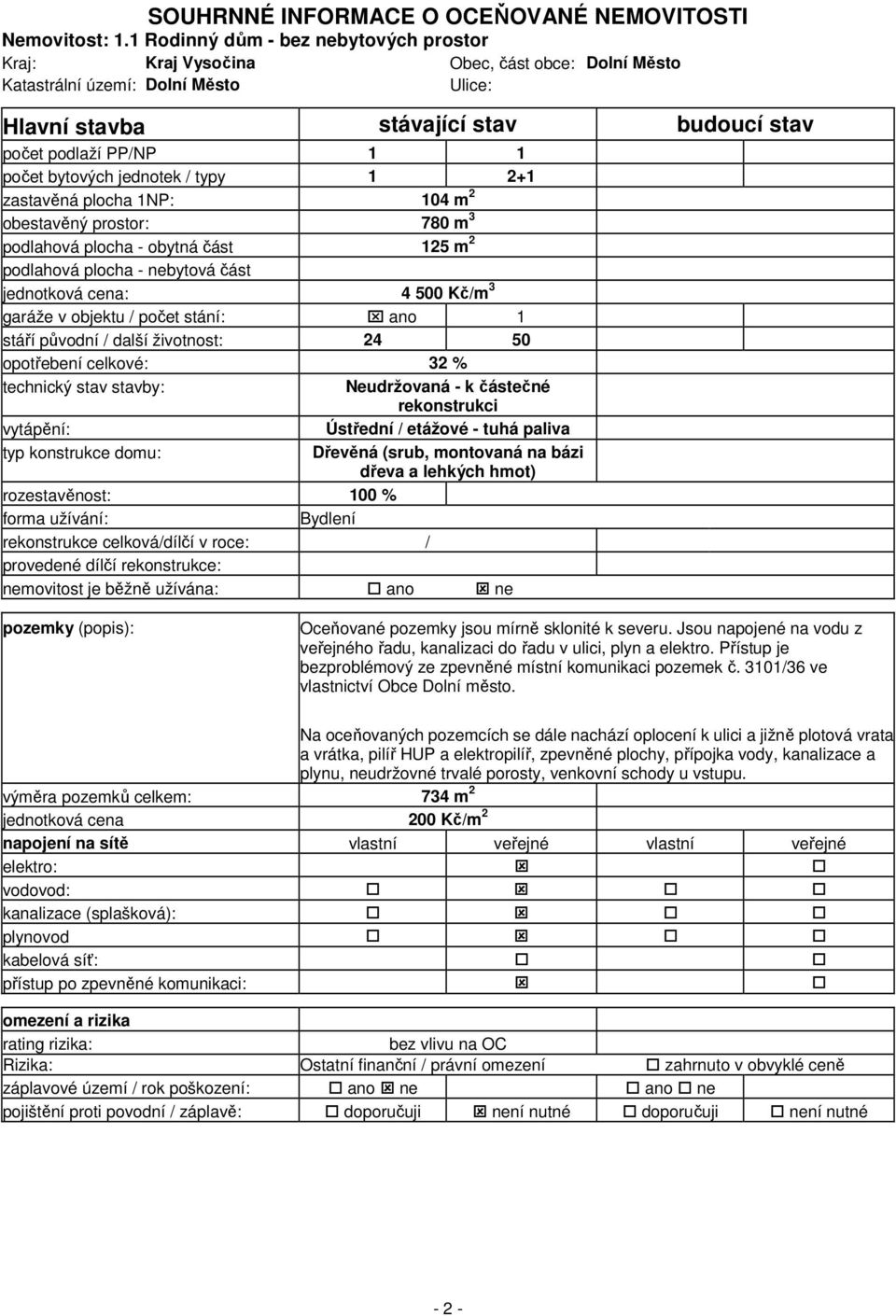 bytových jednotek / typy 1 2+1 zastavěná plocha 1NP: 104 m 2 obestavěný prostor: 780 m 3 podlahová plocha - obytná část 125 m 2 podlahová plocha - nebytová část jednotková cena: 4 500 Kč/m 3 garáže v