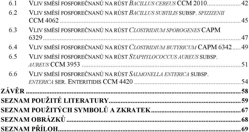 5 VLIV SMĚSÍ FOSFOREČNANŮ NA RŮST STAPHYLOCOCCUS AUREUS SUBSP. AUREUS CCM 3953... 51 6.6 VLIV SMĚSÍ FOSFOREČNANŮ NA RŮST SALMONELLA ENTERICA SUBSP.