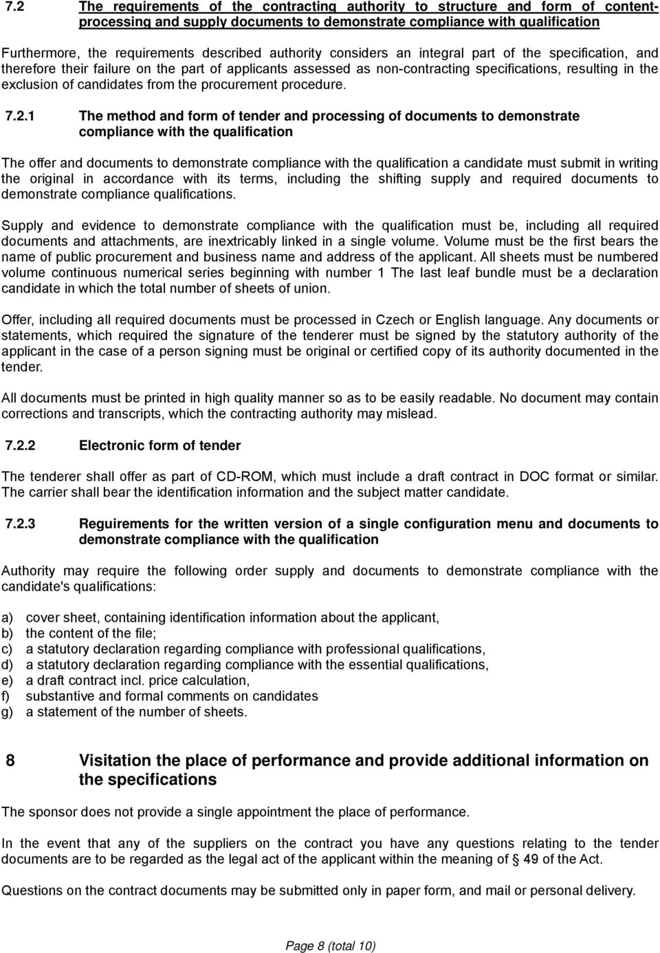 from the procurement procedure. 7.2.